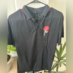 Short sleeved collared shirt rose design